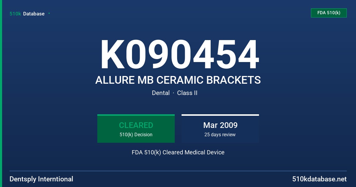 K090454 ALLURE MB CERAMIC BRACKETS FDA 510(k) Cleared Medical Device