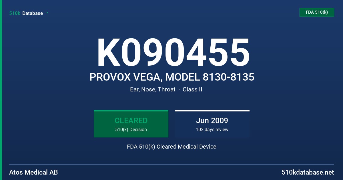 K090455 PROVOX VEGA, MODEL 8130-8135 FDA 510(k) Cleared Medical Device