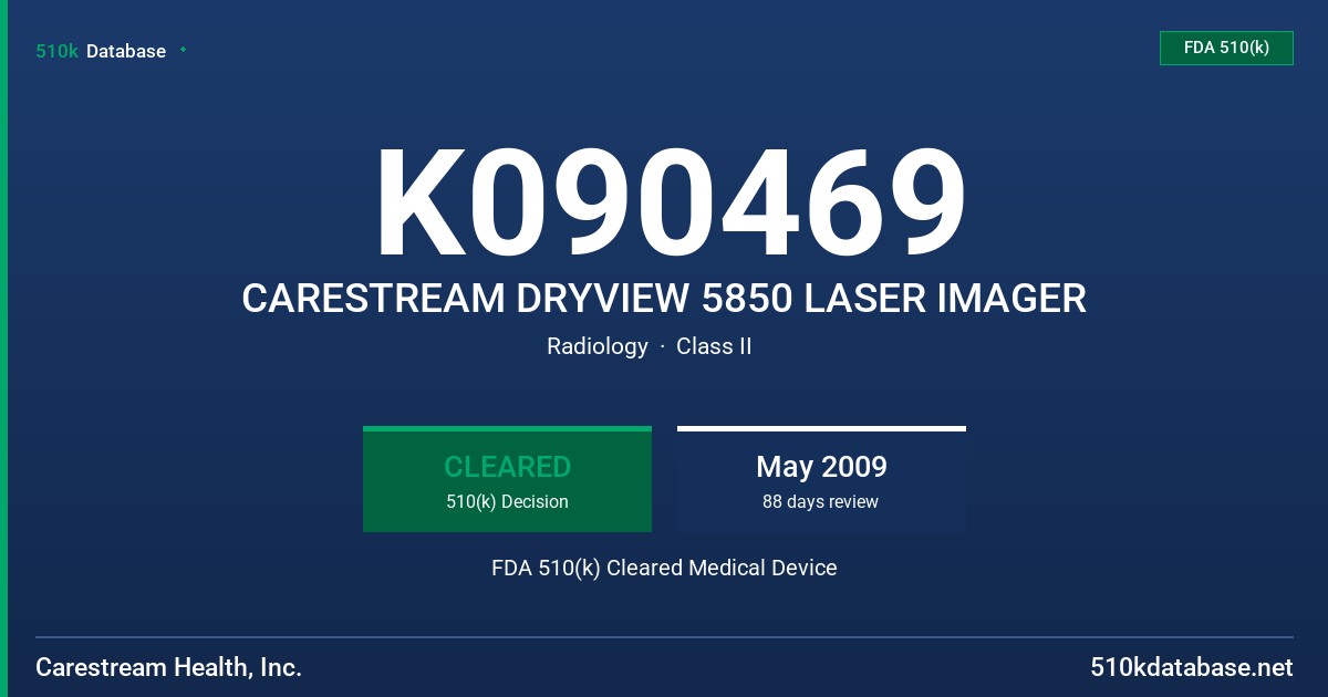 K090469 CARESTREAM DRYVIEW 5850 LASER IMAGER FDA 510(k) Cleared Medical Device