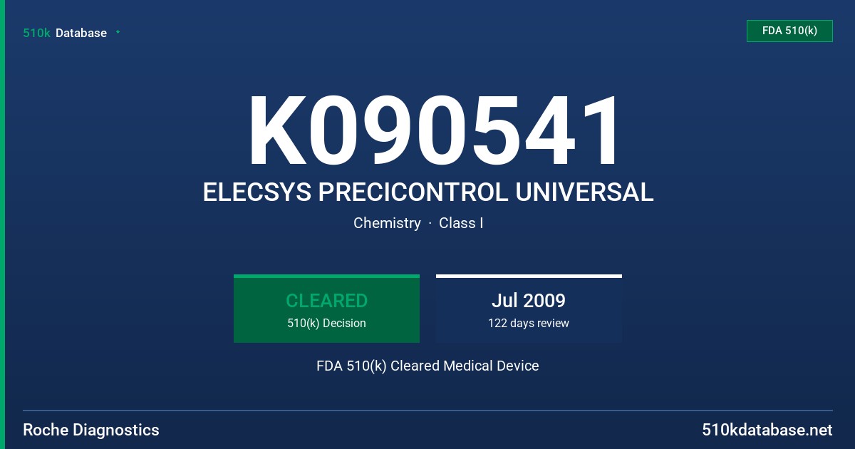 K090541 ELECSYS PRECICONTROL UNIVERSAL FDA 510(k) Cleared Medical Device
