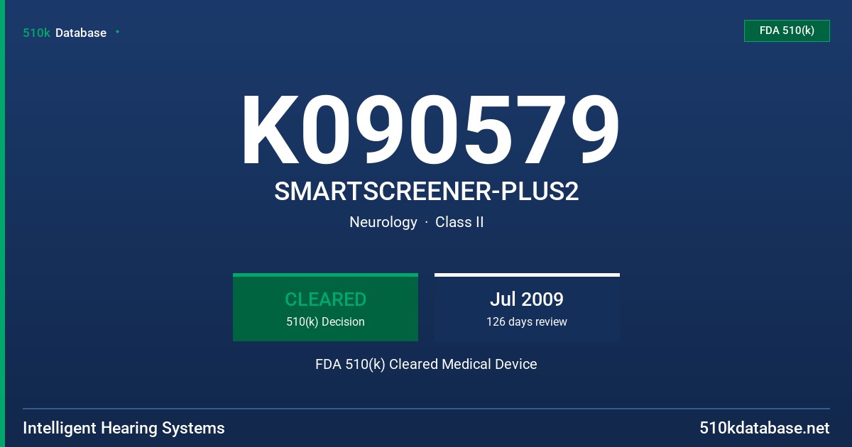 K090579 SMARTSCREENER-PLUS2 FDA 510(k) Cleared Medical Device