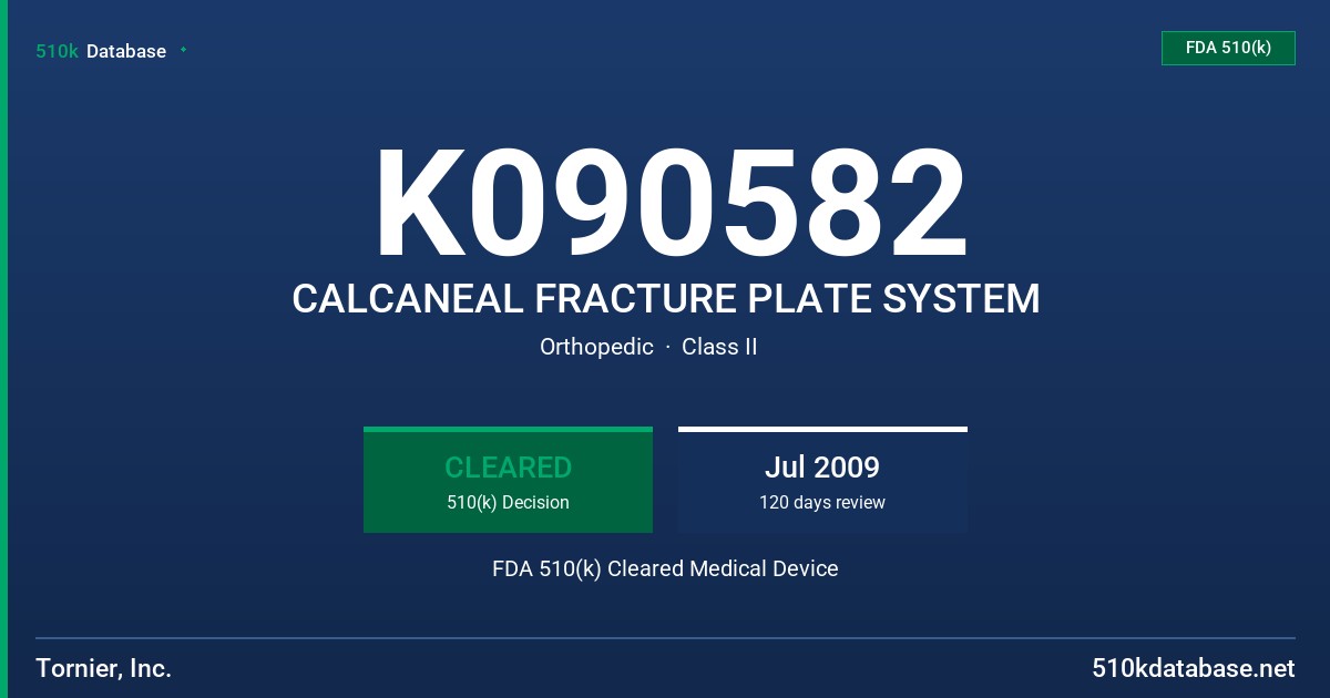 K090582 CALCANEAL FRACTURE PLATE SYSTEM FDA 510(k) Cleared Medical Device