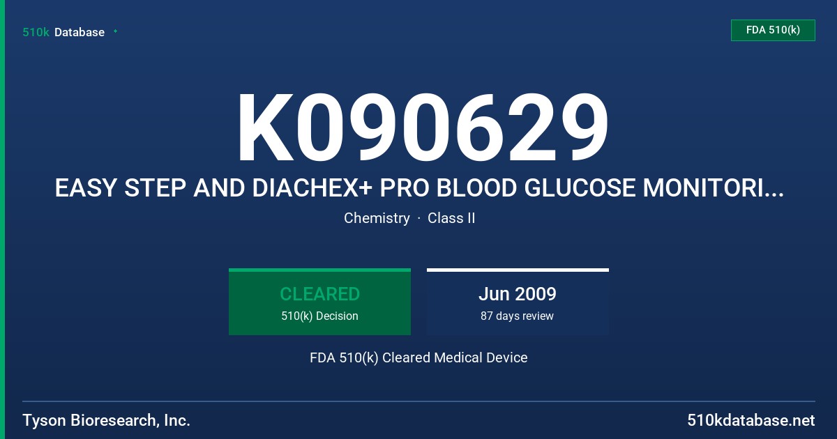 K090629 EASY STEP AND DIACHEX+ PRO BLOOD GLUCOSE MONITORING SYSTEMS FDA 510(k) Cleared Medical Device