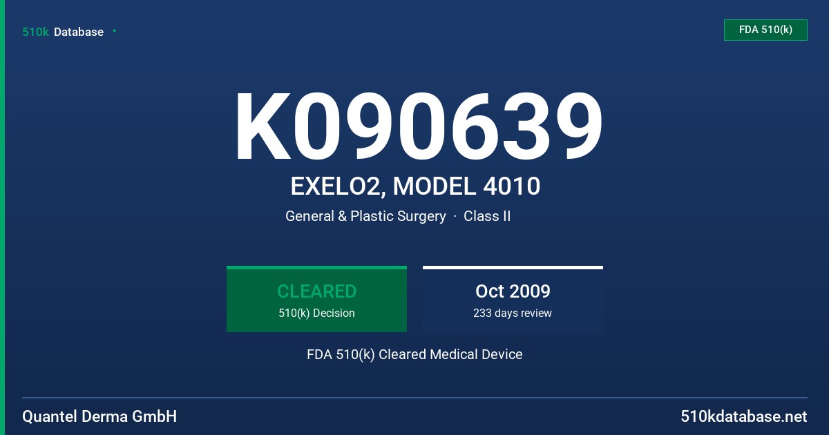 K090639 EXELO2, MODEL 4010 FDA 510(k) Cleared Medical Device