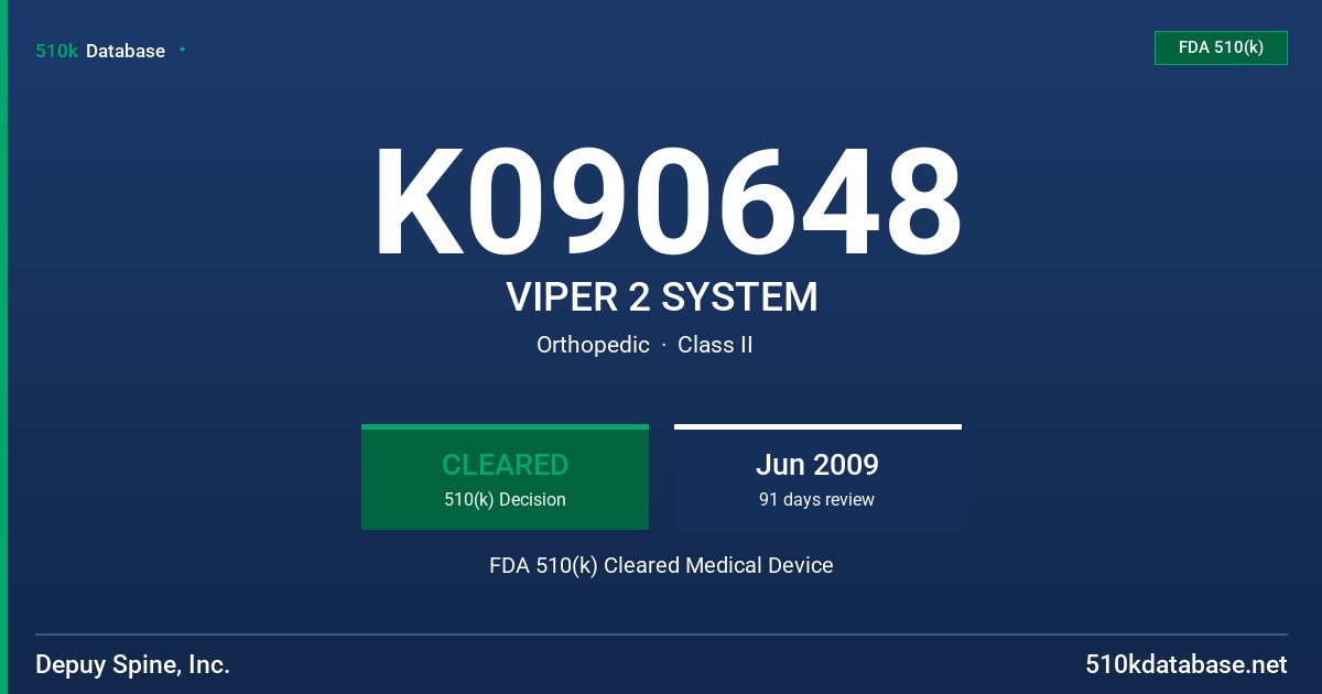 K090648 VIPER 2 SYSTEM FDA 510(k) Cleared Medical Device