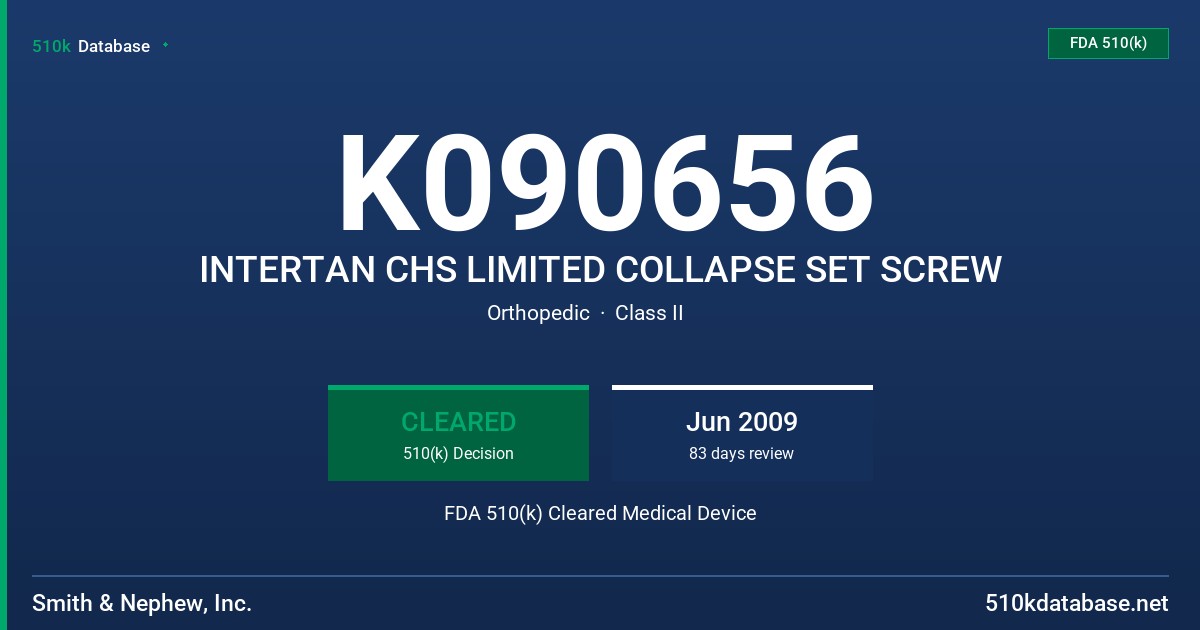 K090656 INTERTAN CHS LIMITED COLLAPSE SET SCREW FDA 510(k) Cleared Medical Device