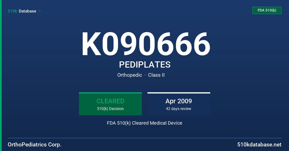 K090666 PEDIPLATES FDA 510(k) Cleared Medical Device