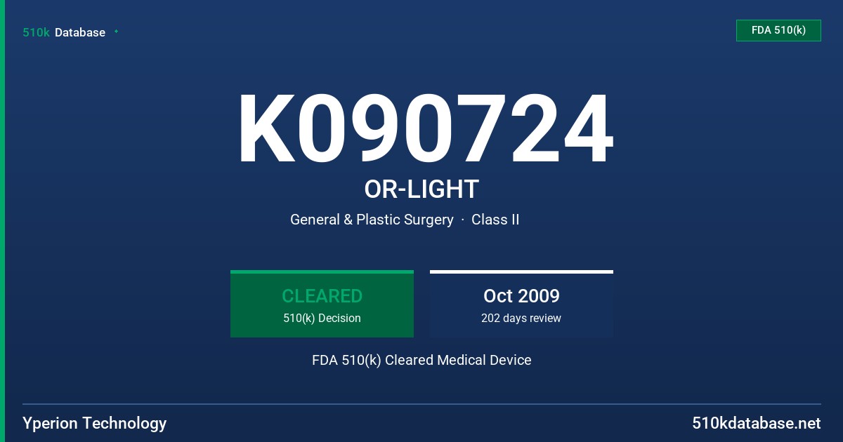 K090724 OR-LIGHT FDA 510(k) Cleared Medical Device
