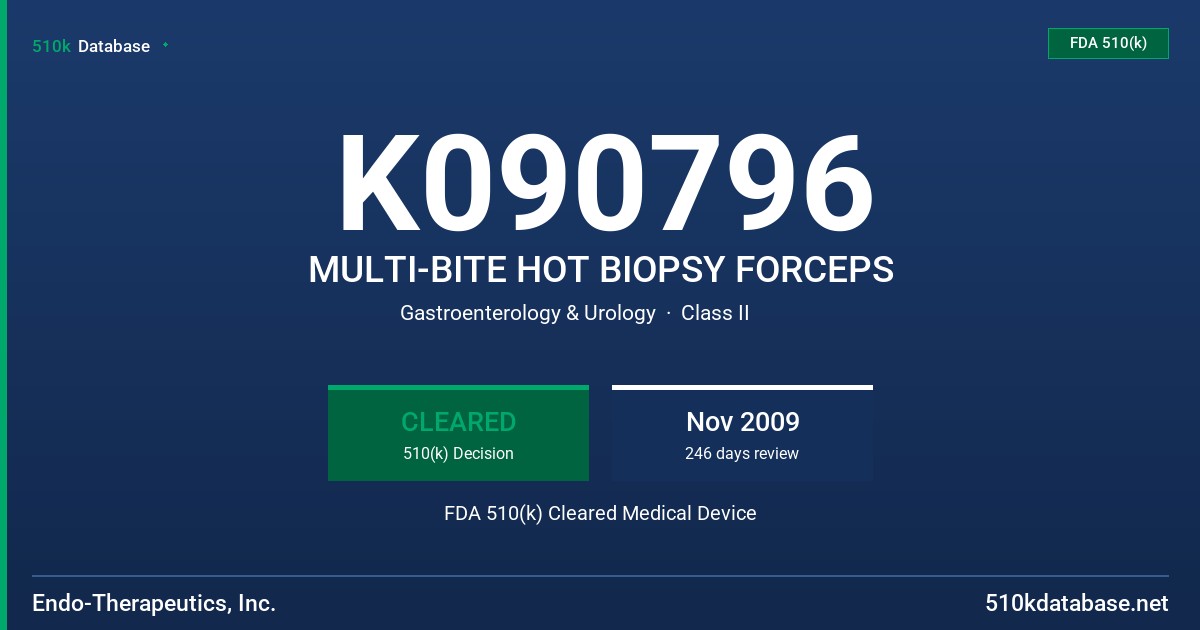 K090796 MULTI-BITE HOT BIOPSY FORCEPS FDA 510(k) Cleared Medical Device