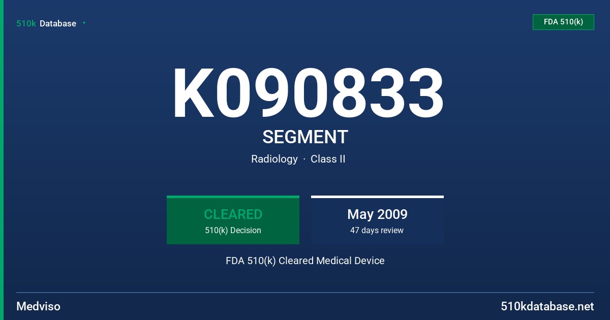 K090833 SEGMENT FDA 510(k) Cleared Medical Device