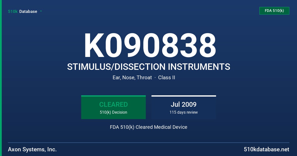 K090838 STIMULUS/DISSECTION INSTRUMENTS FDA 510(k) Cleared Medical Device