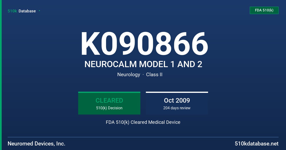 K090866 NEUROCALM MODEL 1 AND 2 FDA 510(k) Cleared Medical Device