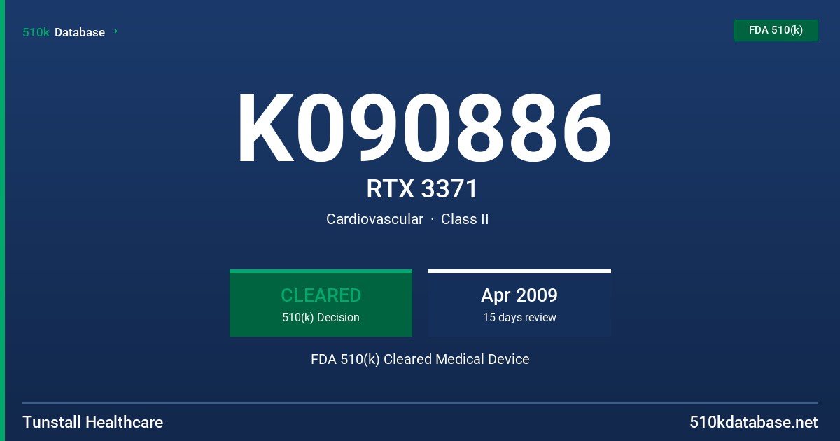 K090886 RTX 3371 FDA 510(k) Cleared Medical Device