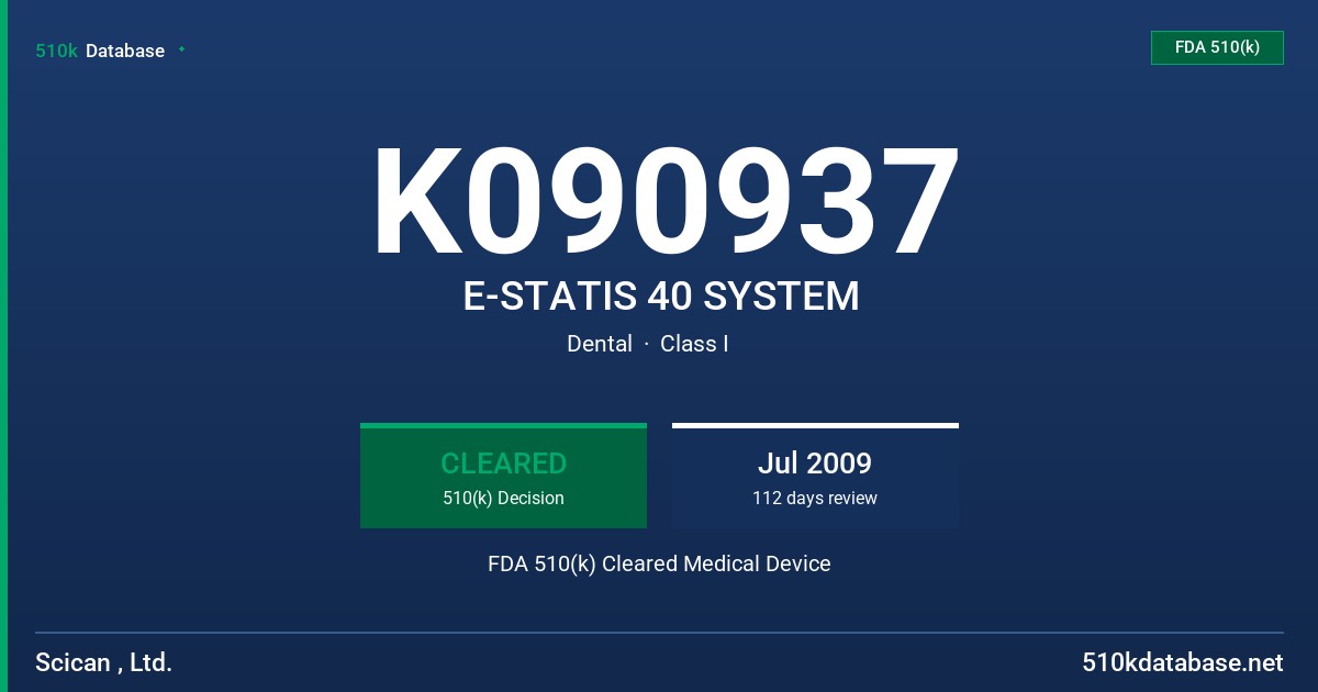 K090937 E-STATIS 40 SYSTEM FDA 510(k) Cleared Medical Device