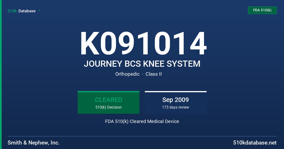 K091014 JOURNEY BCS KNEE SYSTEM FDA 510(k) Cleared Medical Device