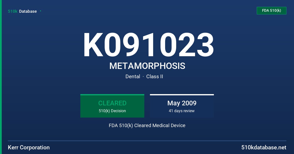 K091023 METAMORPHOSIS FDA 510(k) Cleared Medical Device