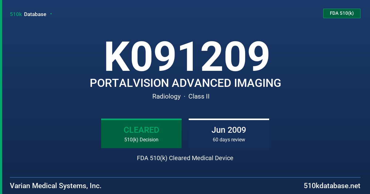 K091209 PORTALVISION ADVANCED IMAGING FDA 510(k) Cleared Medical Device