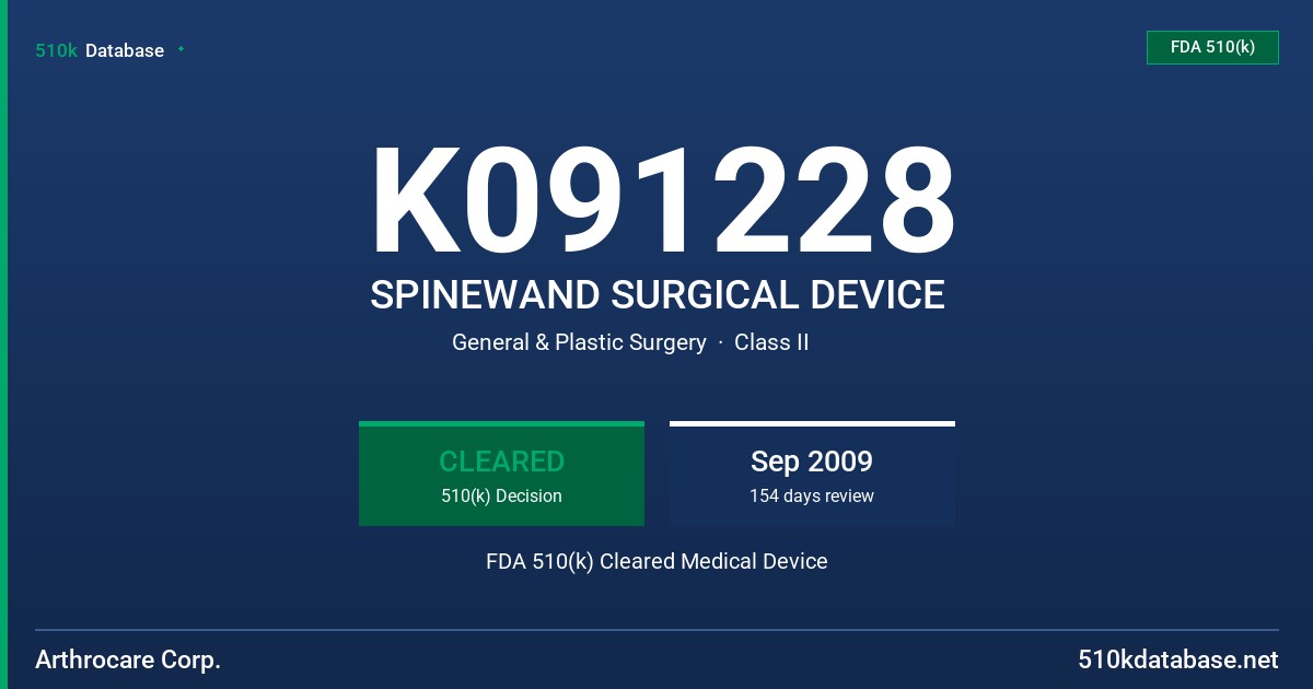 K091228 SPINEWAND SURGICAL DEVICE FDA 510(k) Cleared Medical Device