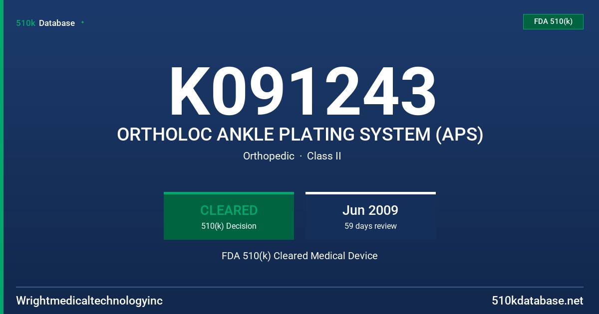 K091243 ORTHOLOC ANKLE PLATING SYSTEM (APS) FDA 510(k) Cleared Medical Device