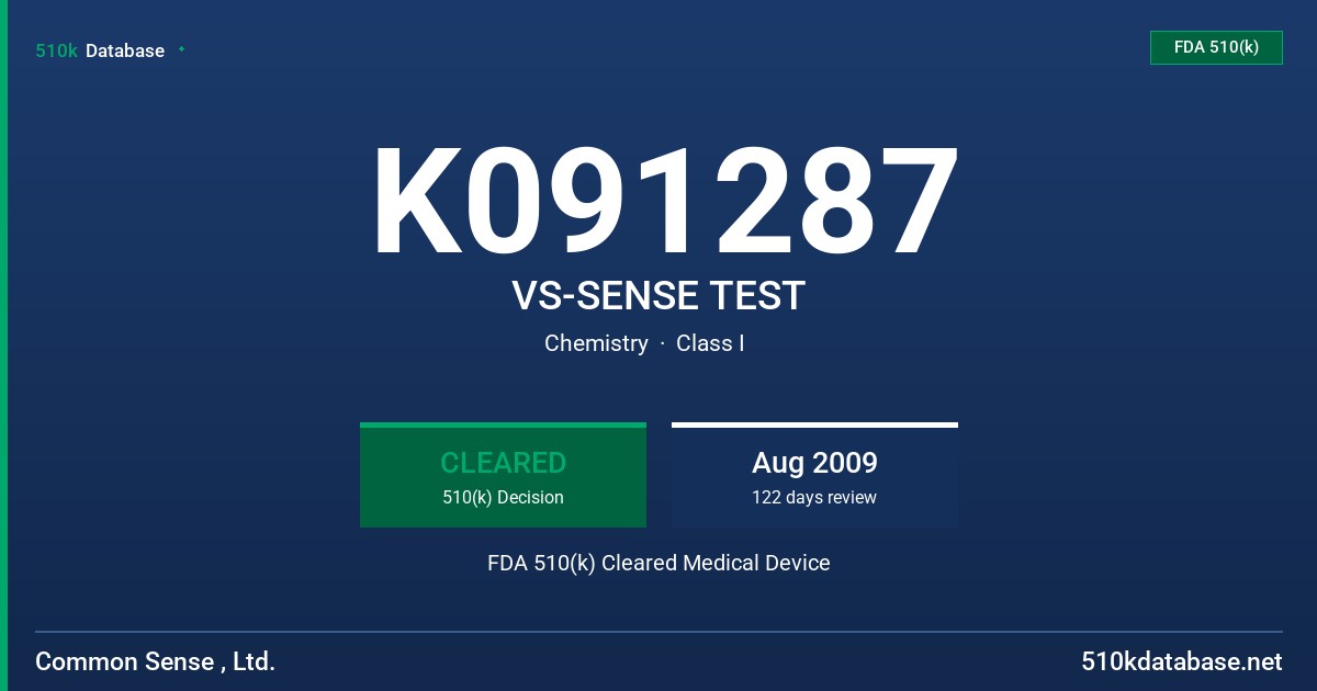 K091287 VS-SENSE TEST FDA 510(k) Cleared Medical Device