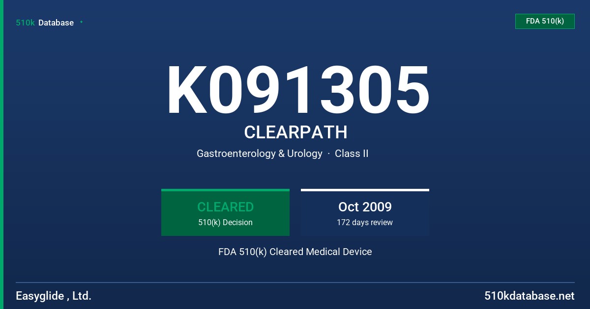 K091305 CLEARPATH FDA 510(k) Cleared Medical Device