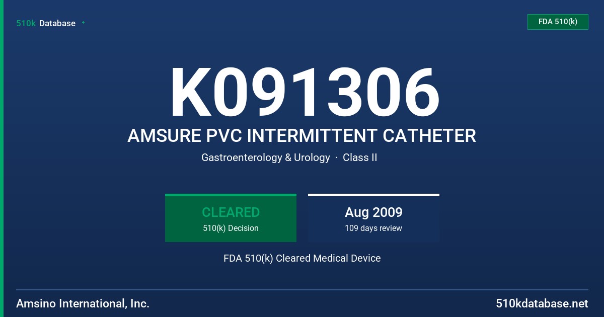 K091306 AMSURE PVC INTERMITTENT CATHETER FDA 510(k) Cleared Medical Device