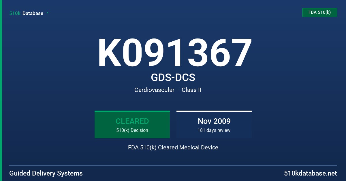 K091367 GDS-DCS FDA 510(k) Cleared Medical Device