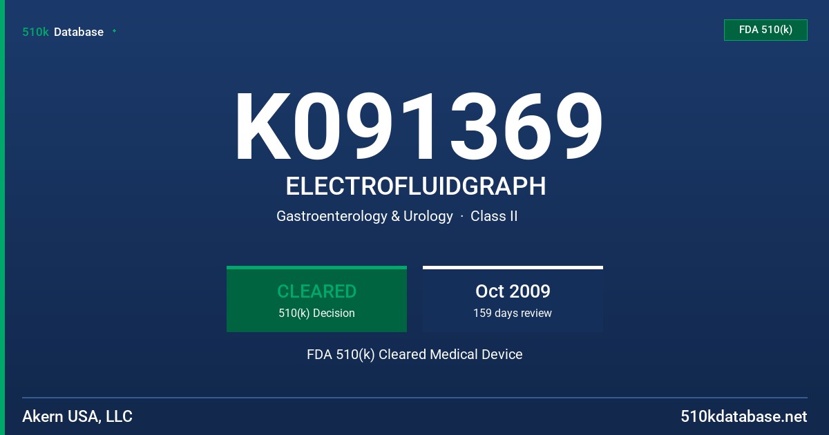 K091369 ELECTROFLUIDGRAPH FDA 510(k) Cleared Medical Device