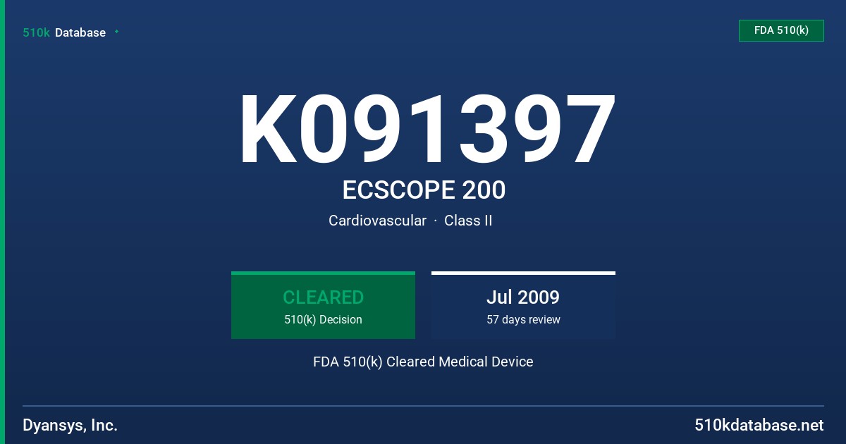 K091397 ECSCOPE 200 FDA 510(k) Cleared Medical Device