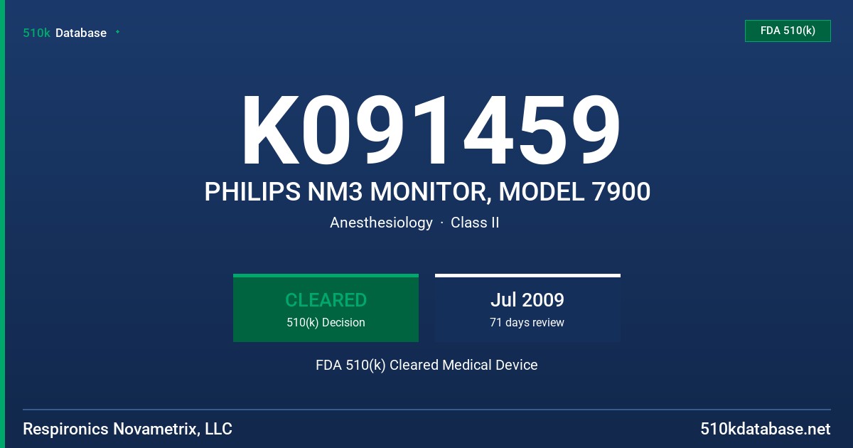 K091459 PHILIPS NM3 MONITOR, MODEL 7900 FDA 510(k) Cleared Medical Device