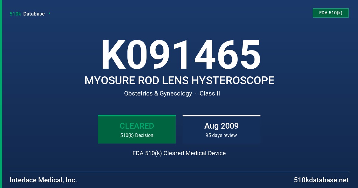 K091465 MYOSURE ROD LENS HYSTEROSCOPE FDA 510(k) Cleared Medical Device
