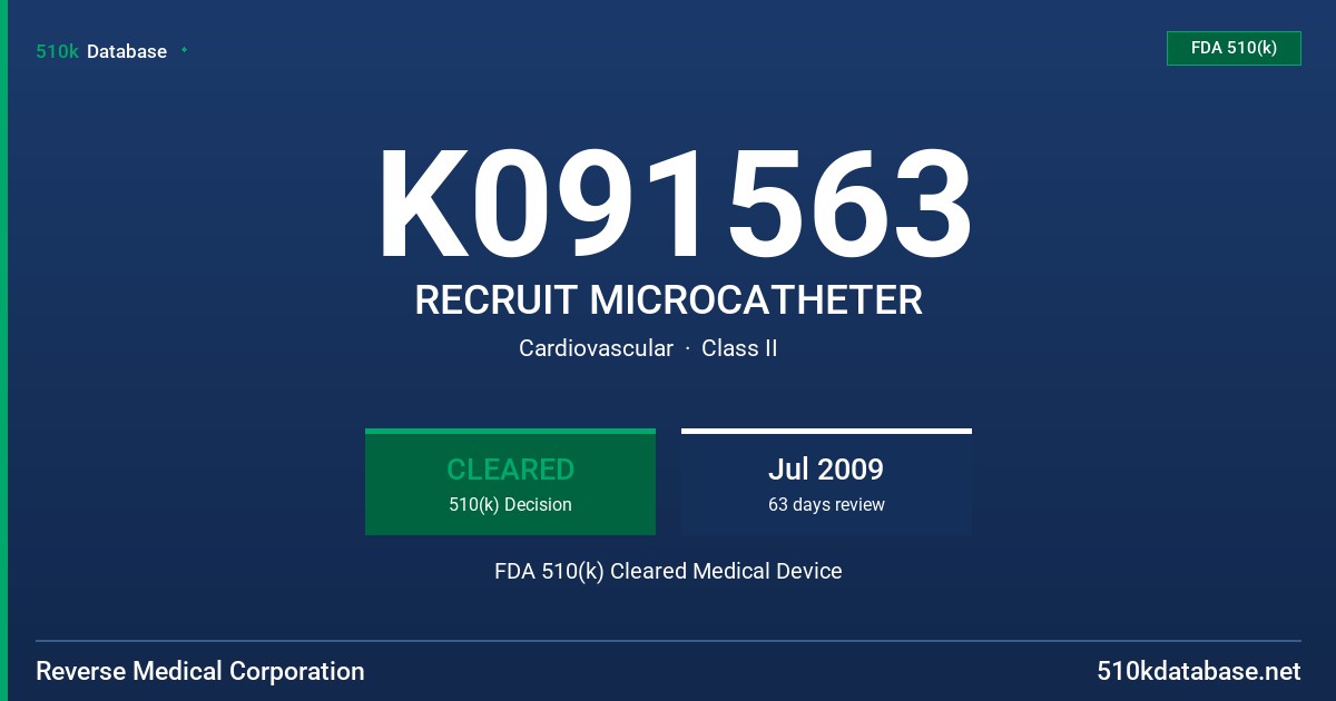 K091563 RECRUIT MICROCATHETER FDA 510(k) Cleared Medical Device
