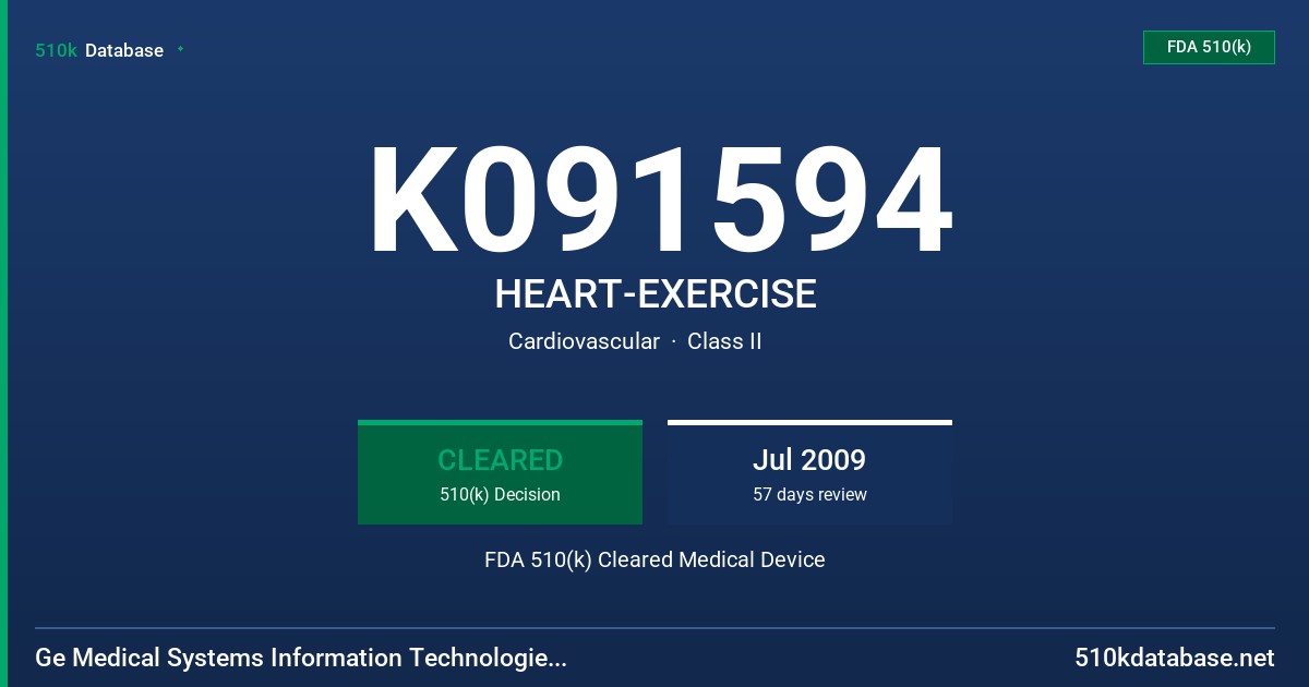 K091594 HEART-EXERCISE FDA 510(k) Cleared Medical Device
