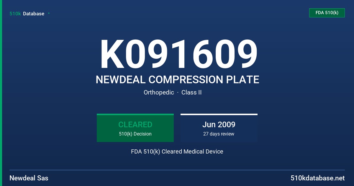 K091609 NEWDEAL COMPRESSION PLATE FDA 510(k) Cleared Medical Device