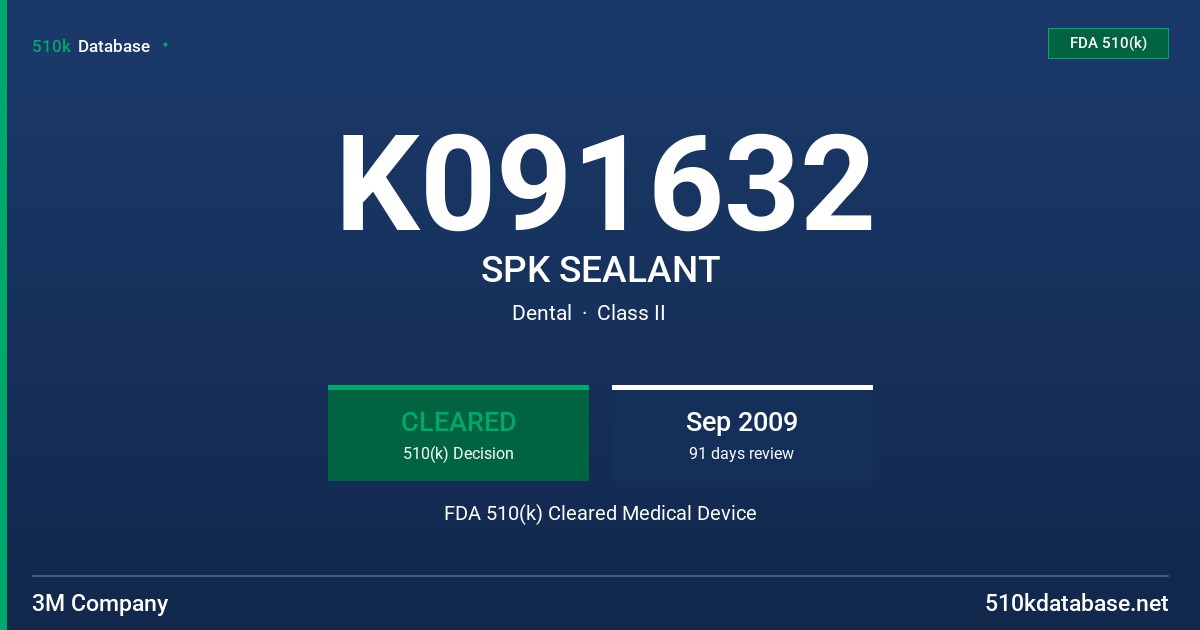 K091632 SPK SEALANT FDA 510(k) Cleared Medical Device