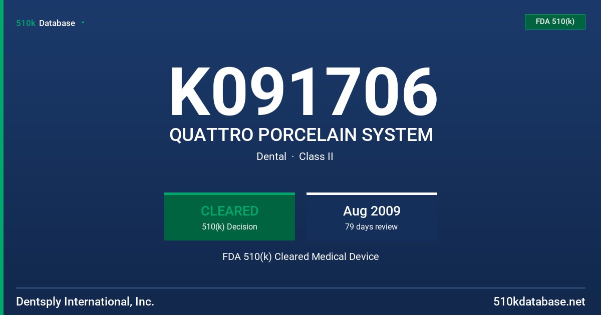 K091706 QUATTRO PORCELAIN SYSTEM FDA 510(k) Cleared Medical Device