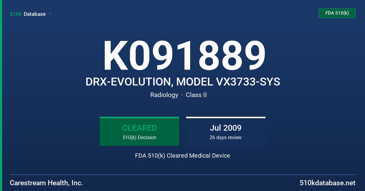 K091889 DRX-EVOLUTION, MODEL VX3733-SYS FDA 510(k) Cleared Medical Device