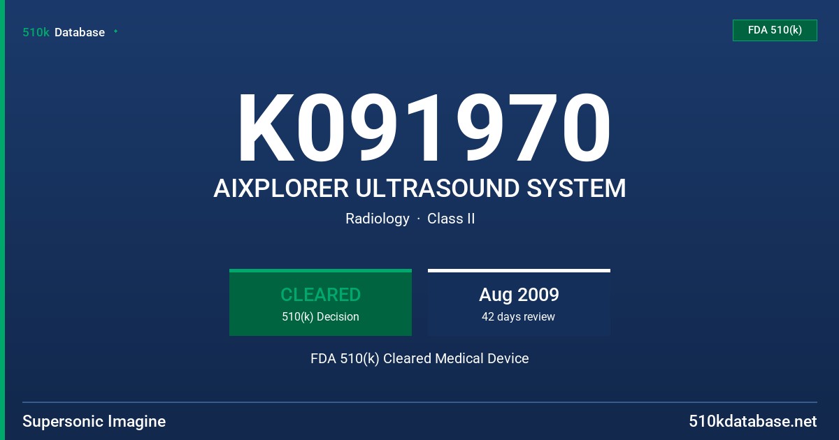 K091970 AIXPLORER ULTRASOUND SYSTEM FDA 510(k) Cleared Medical Device