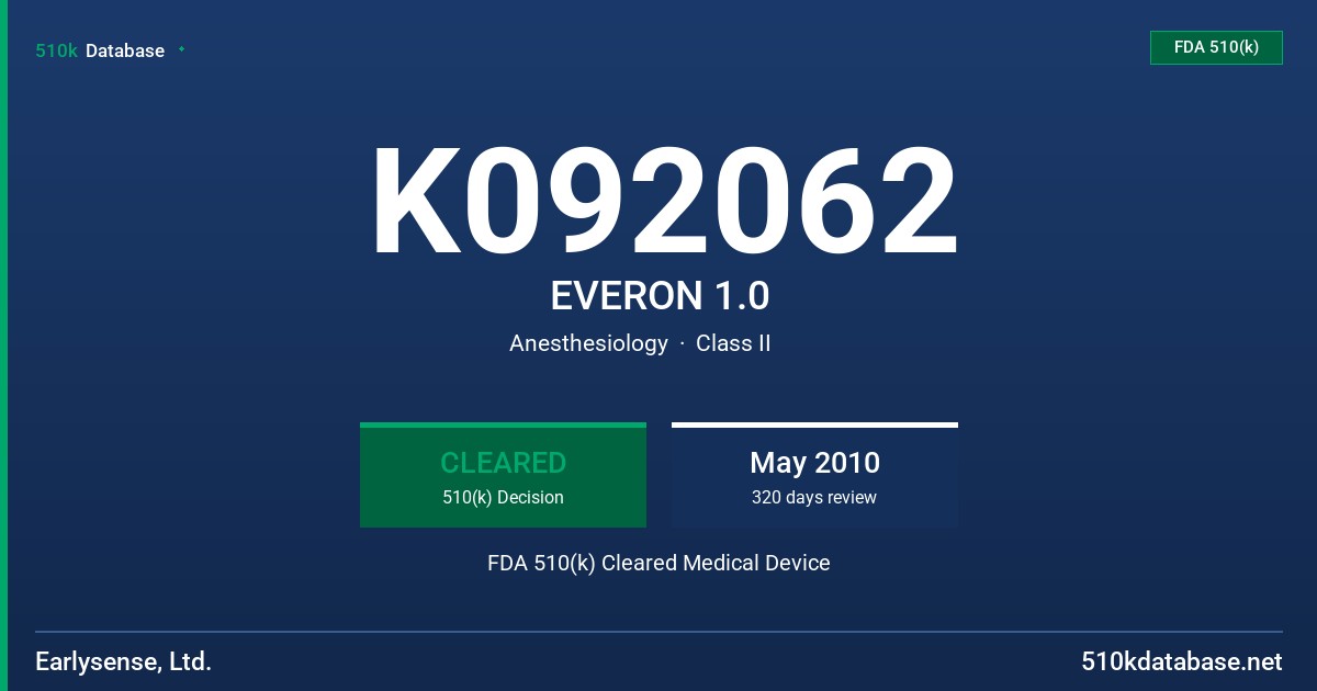 K092062 EVERON 1.0 FDA 510(k) Cleared Medical Device