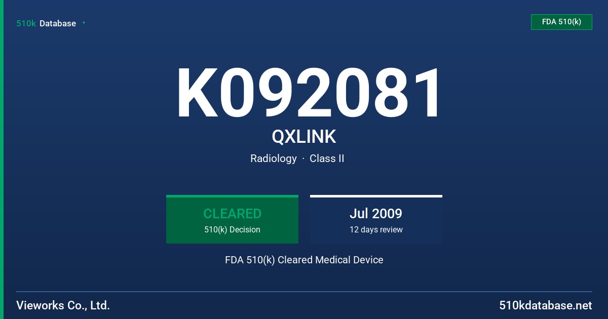 K092081 QXLINK FDA 510(k) Cleared Medical Device