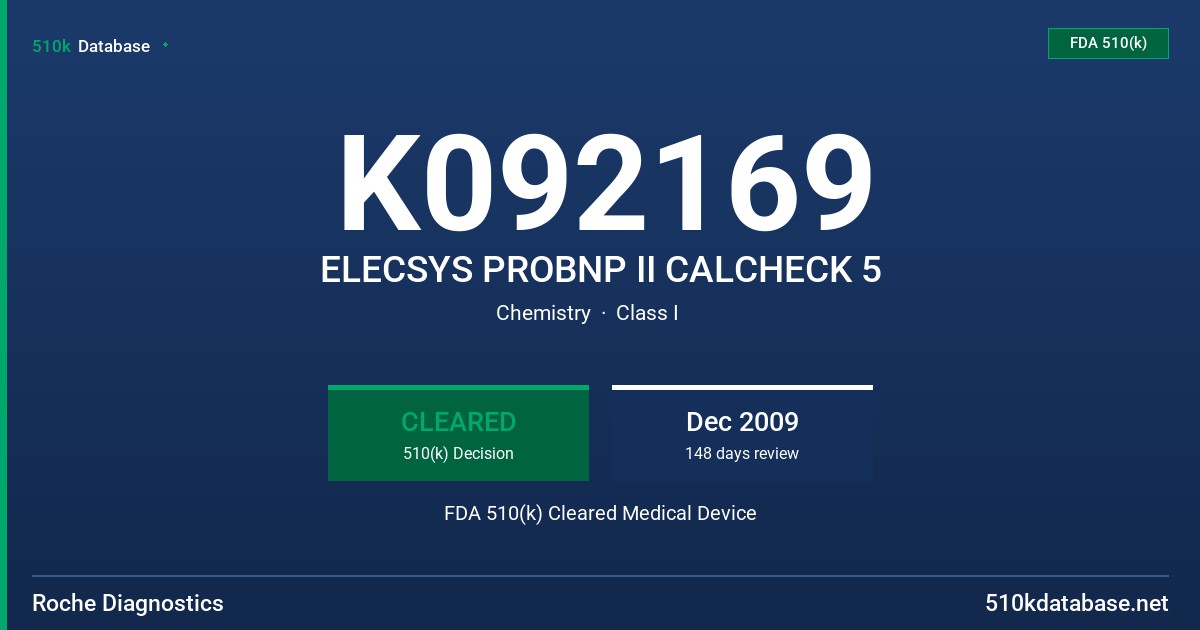 K092169 ELECSYS PROBNP II CALCHECK 5 FDA 510(k) Cleared Medical Device