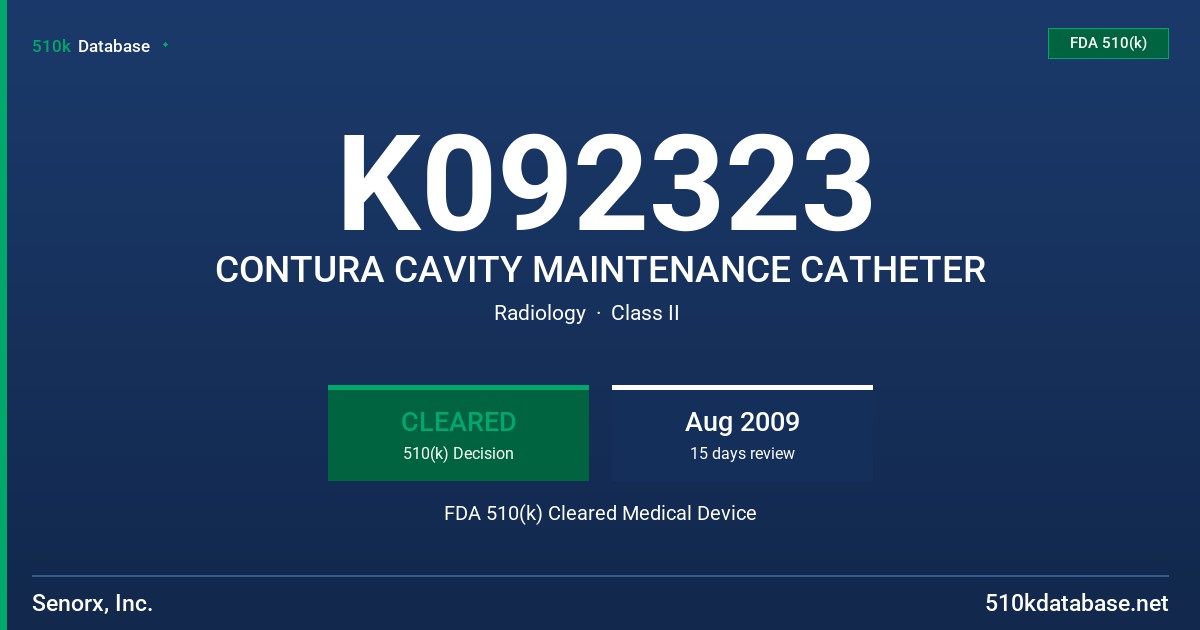K092323 CONTURA CAVITY MAINTENANCE CATHETER FDA 510(k) Cleared Medical Device