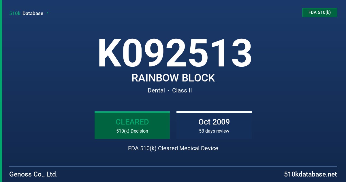 K092513 RAINBOW BLOCK FDA 510(k) Cleared Medical Device
