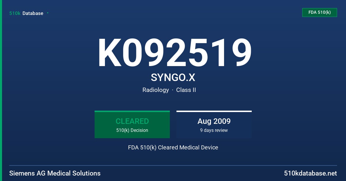 K092519 SYNGO.X FDA 510(k) Cleared Medical Device
