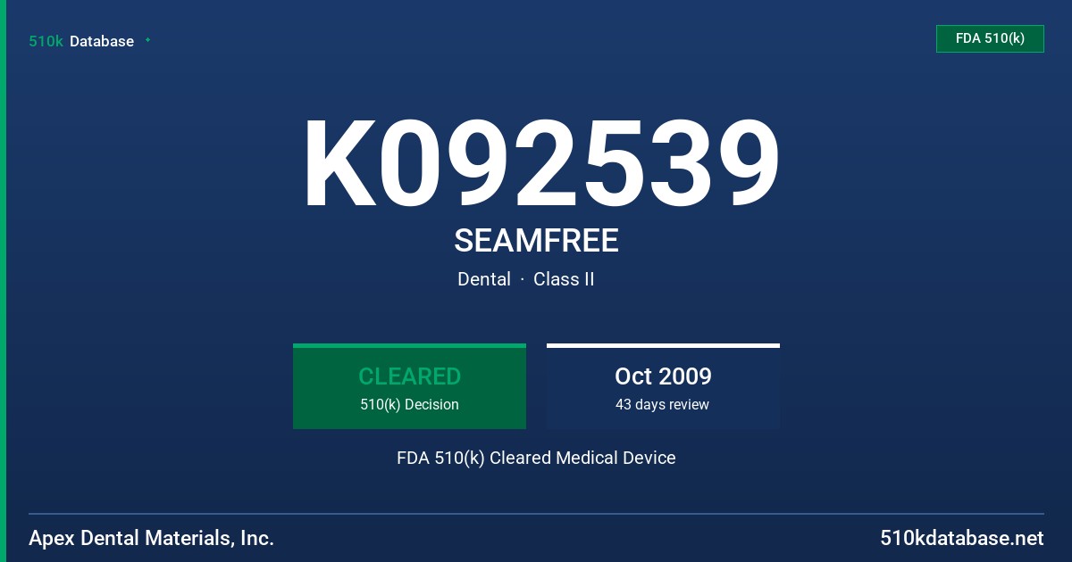 K092539 SEAMFREE FDA 510(k) Cleared Medical Device