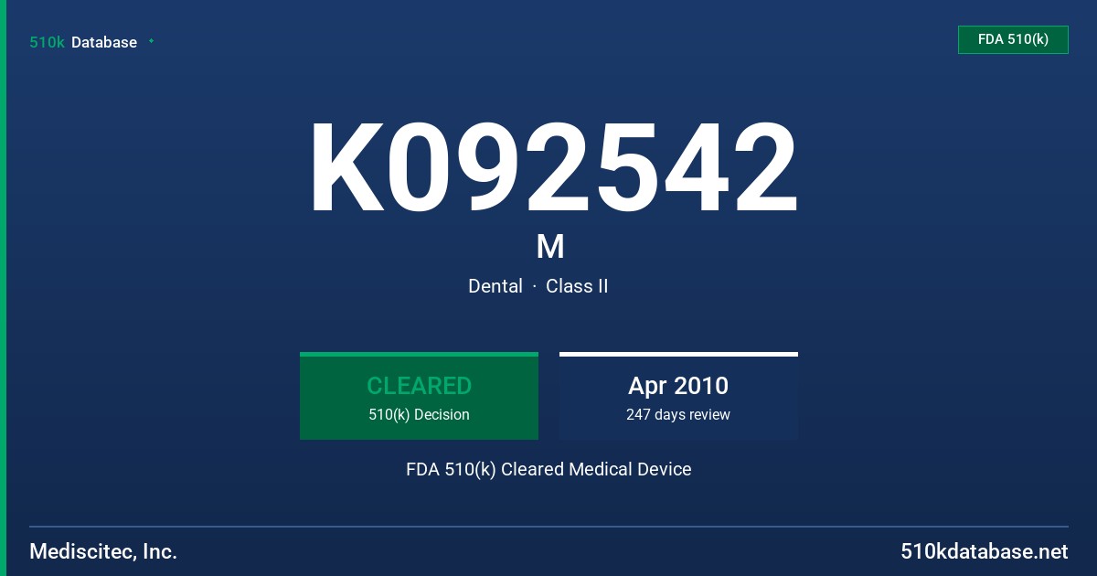 K092542 M FDA 510(k) Cleared Medical Device
