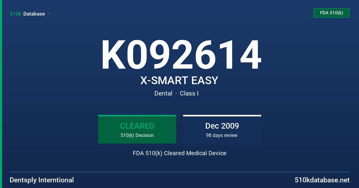 K092614 X-SMART EASY FDA 510(k) Cleared Medical Device