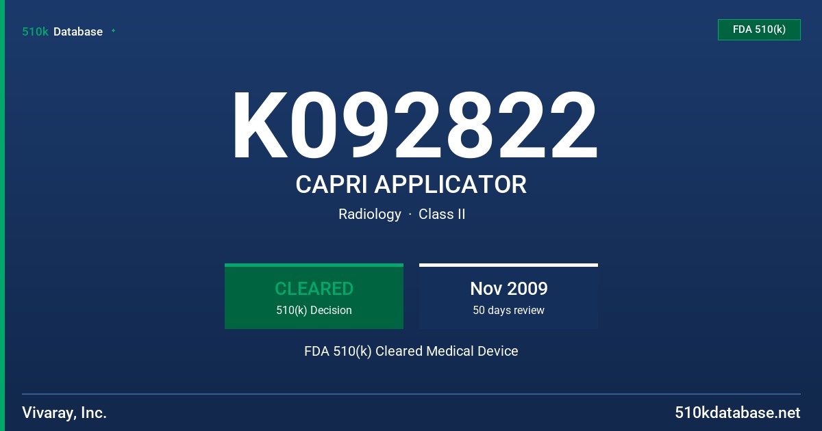 K092822 CAPRI APPLICATOR FDA 510(k) Cleared Medical Device