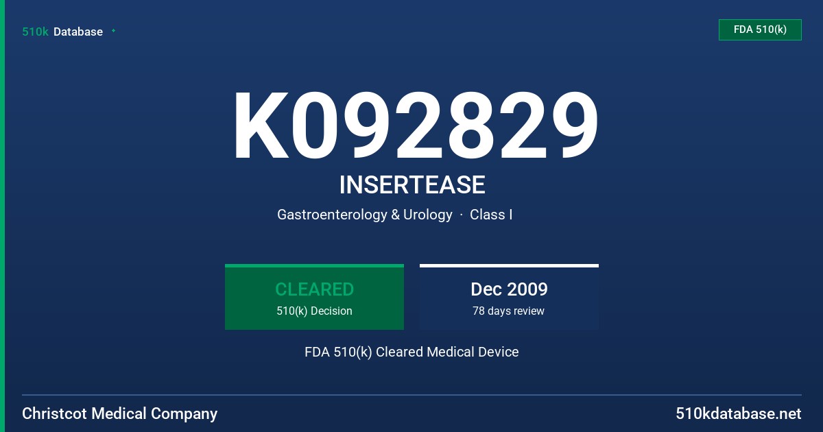 K092829 INSERTEASE FDA 510(k) Cleared Medical Device