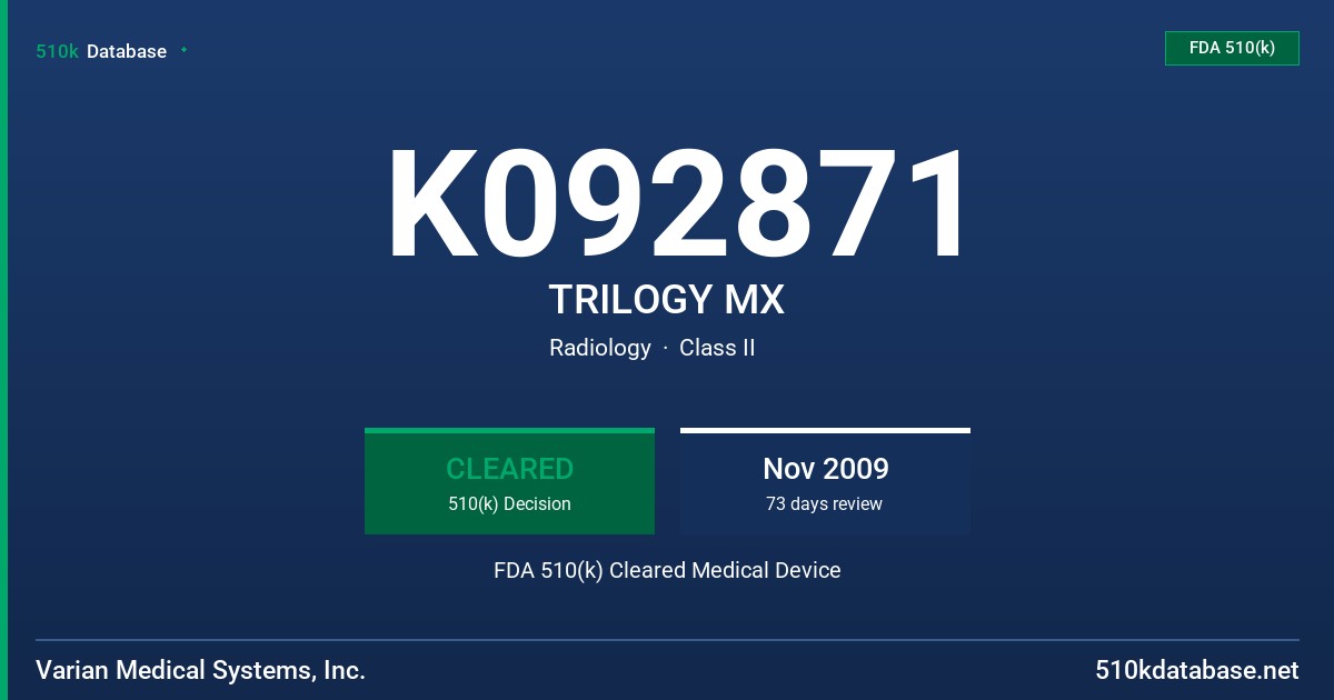 K092871 TRILOGY MX FDA 510(k) Cleared Medical Device